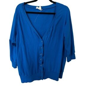 Derek Heart Plus Women’s V-Neck Buttoned Front 3/4 Sleeve Cardigan Sz 2X GUC